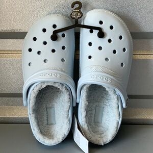 Baby Blue Fuzzy Classic Crocs m7/w9 NWT